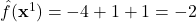 \hat{f}(\mathbf{x}^1) = -4 + 1 + 1 = -2